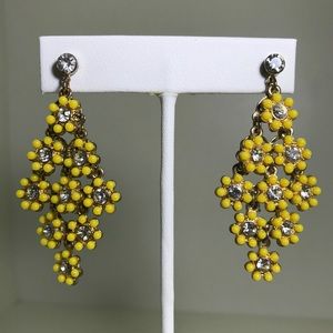 Yellow Enamel and Rhinestone Statement Earrings
